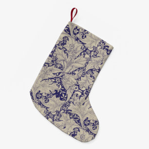 William Morris Wallflower Pattern Antique Blue Small Christmas Stocking