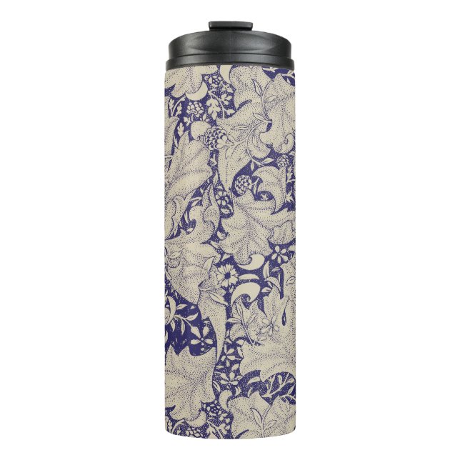 William Morris Wallflower Pattern Antique Blue Thermal Tumbler (Front)