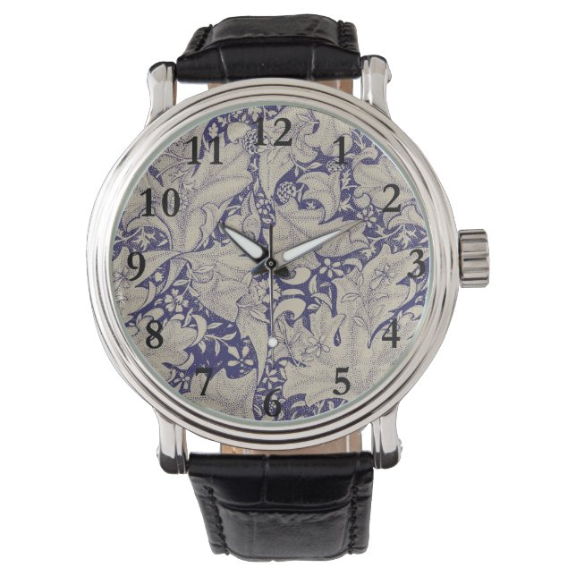 William Morris Wallflower Pattern Antique Blue Watch (Front)