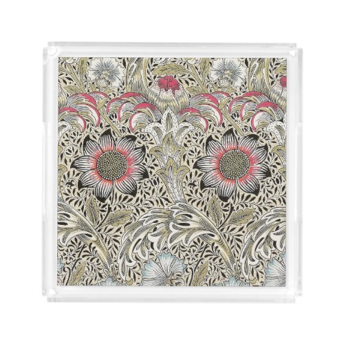 william morris wallpaper classic antique floral  acrylic tray