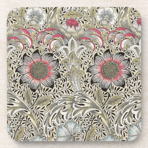 william morris wallpaper classic antique floral  beverage coaster