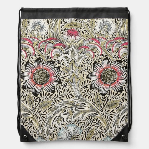 william morris wallpaper classic antique floral  drawstring bag