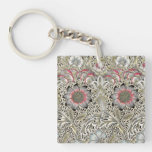 william morris wallpaper classic antique floral  keychain