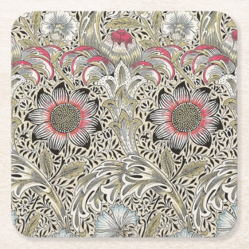 william morris wallpaper classic antique floral  square paper coaster