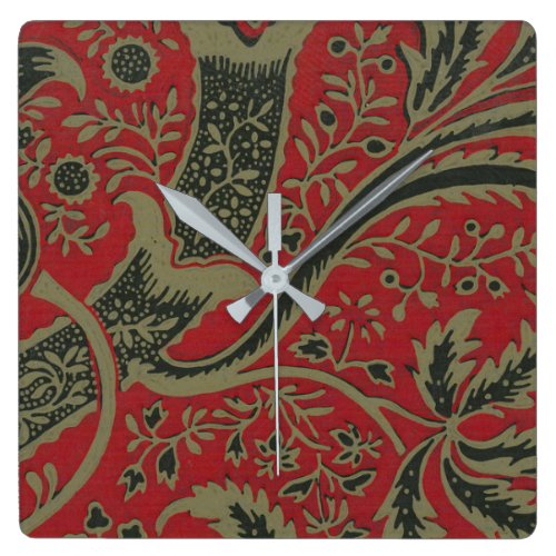William Morris - Wallpaper Sample With Bamboo Square Wall Clock