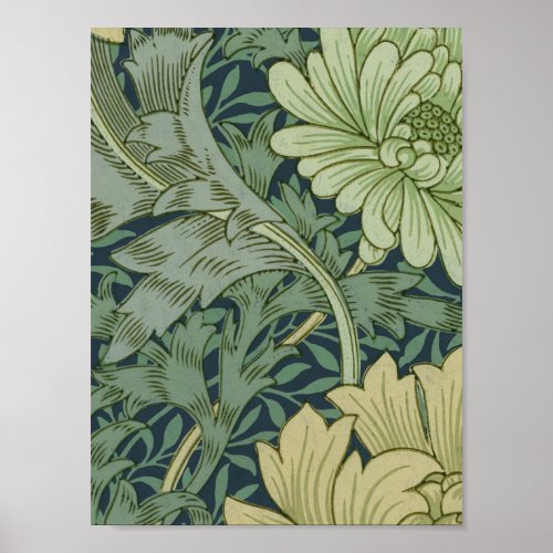 William Morris _ Wallpaper Sample With Chrysanthem Poster