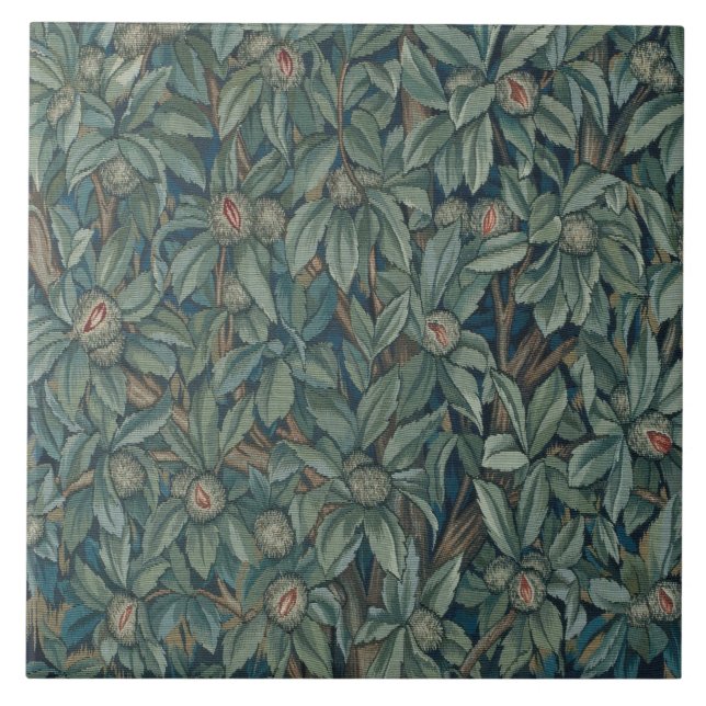 William Morris Walnut Foliage Tapestry Ceramic Tile (Front)