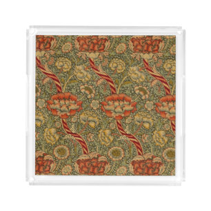 William Morris Wandle English Floral Damask Design Acrylic Tray
