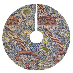 William Morris Wandle English Floral Damask Design Brushed Polyester Tree Skirt