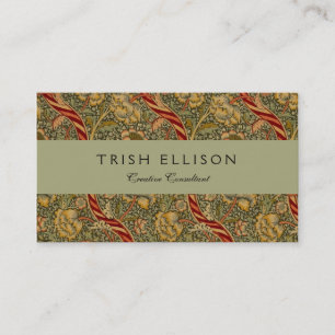 William Morris Wandle English Floral Damask Design Business Card