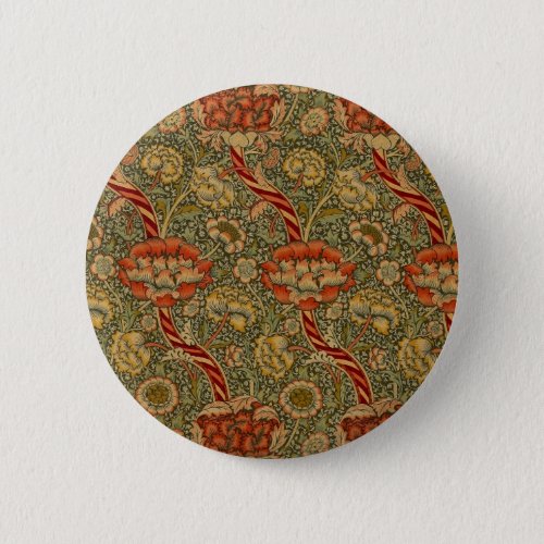 William Morris Wandle English Floral Damask Design Button