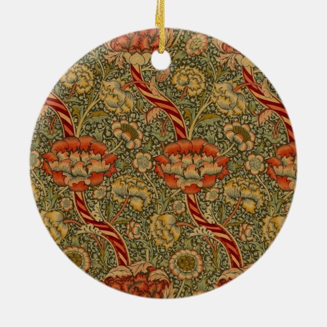 William Morris Wandle English Floral Damask Design Ceramic Ornament (Back)