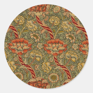 William Morris Wandle English Floral Damask Design Classic Round Sticker