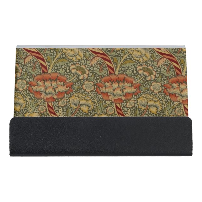 William Morris Wandle English Floral Damask Design Desk Business Card Holder (Front)