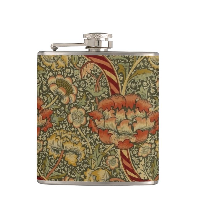 William Morris Wandle English Floral Damask Design Flask (Front)