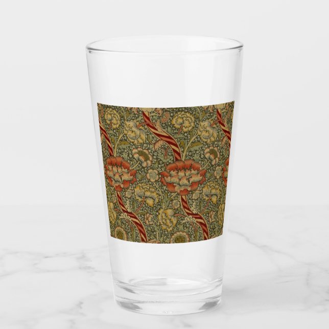 William Morris Wandle English Floral Damask Design Glass (Front)