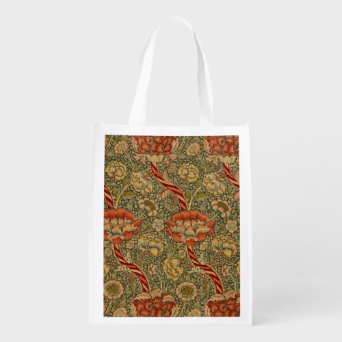 William Morris Wandle English Floral Damask Design Grocery Bag