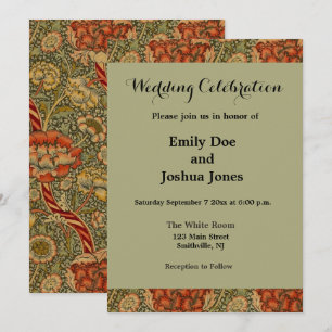 William Morris Wandle English Floral Damask Design Invitation