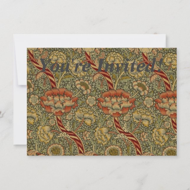 William Morris Wandle English Floral Damask Design Invitation (Front)