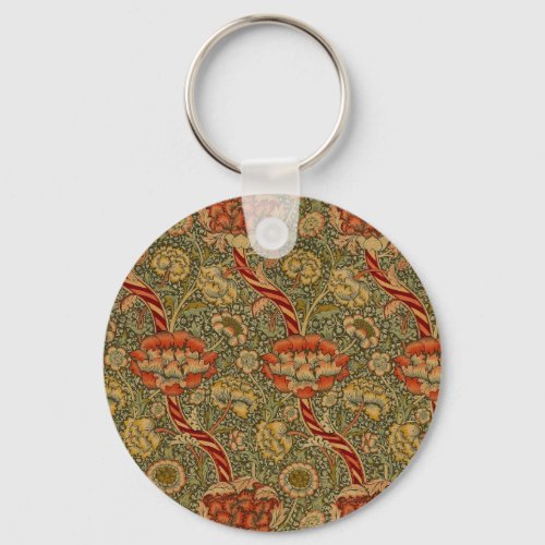 William Morris Wandle English Floral Damask Design Keychain