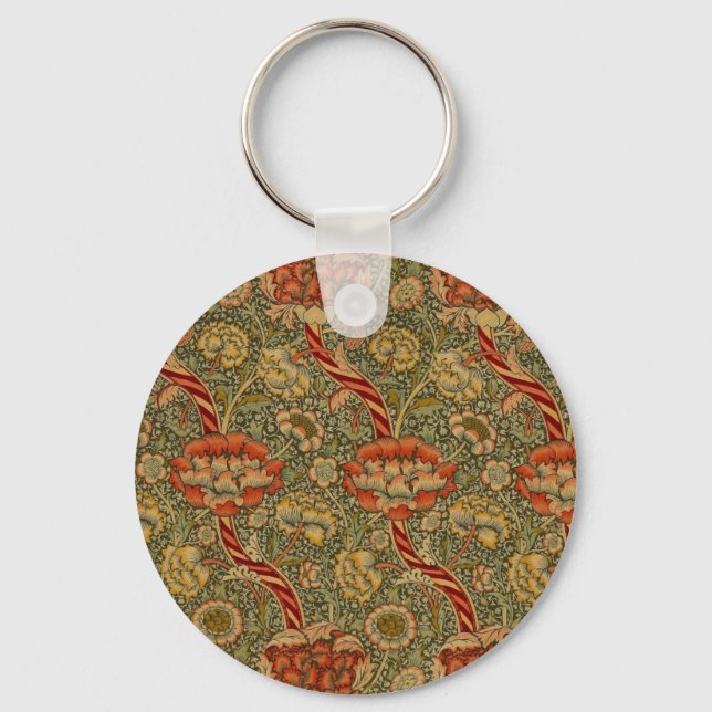 William Morris Wandle English Floral Damask Design Keychain (Front)