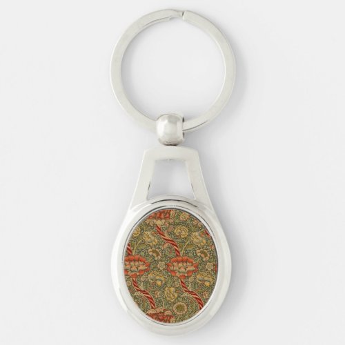 William Morris Wandle English Floral Damask Design Keychain