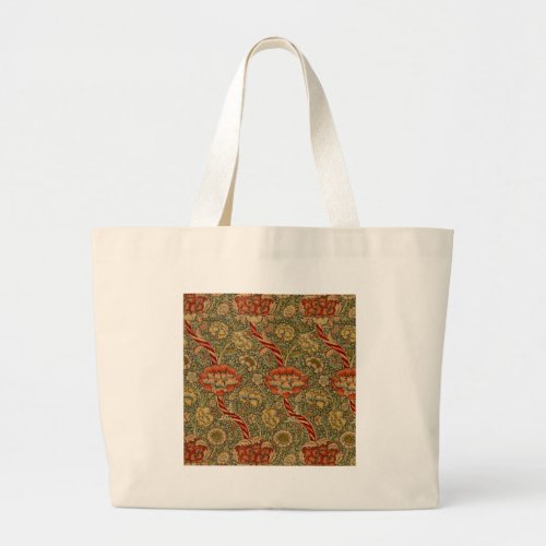 William Morris Wandle English Floral Damask Design Large Tote Bag