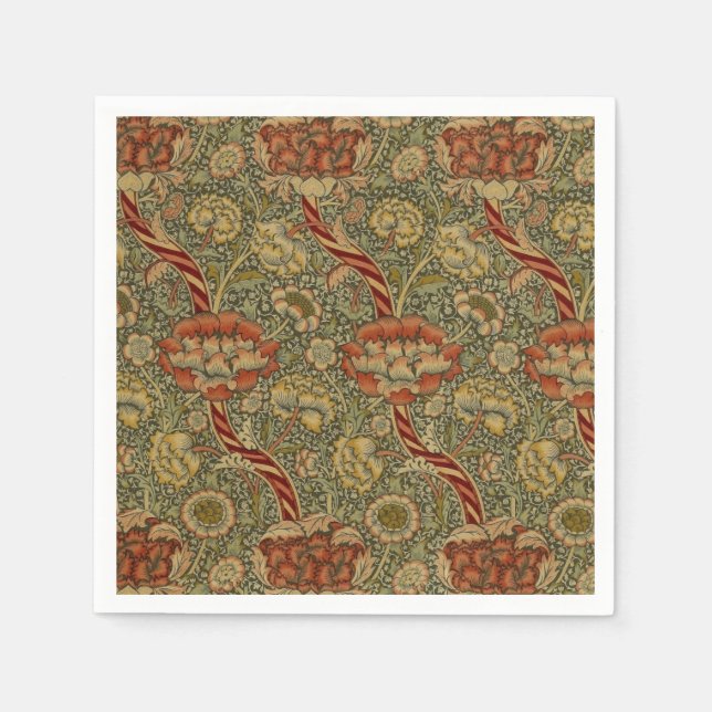 William Morris Wandle English Floral Damask Design Napkins (Front)