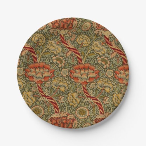 William Morris Wandle English Floral Damask Design Paper Plates