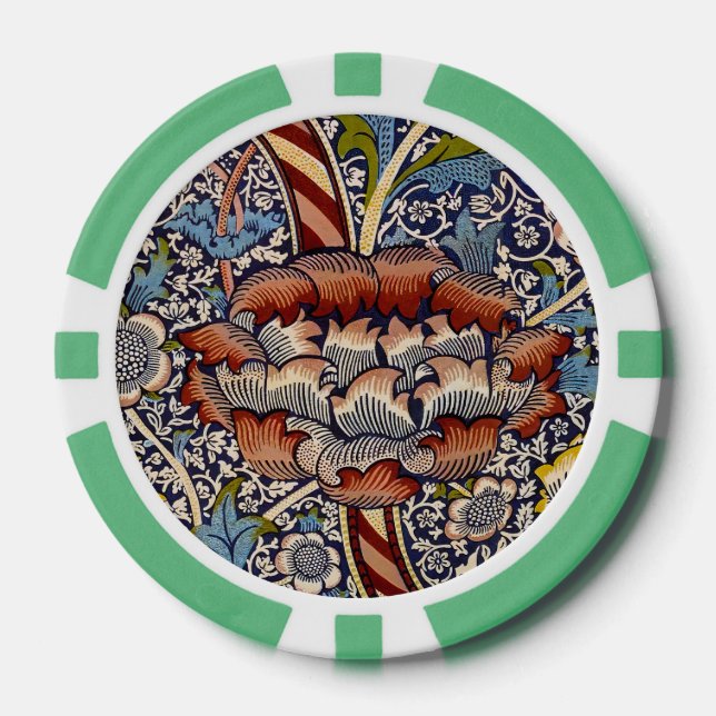 William Morris Wandle English Floral Damask Design Poker Chips (Front)