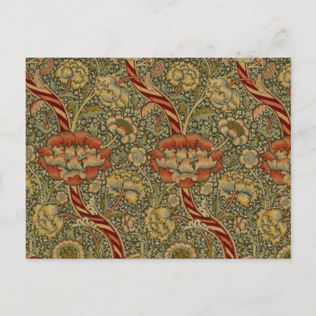 William Morris Wandle English Floral Damask Design Postcard (Front)