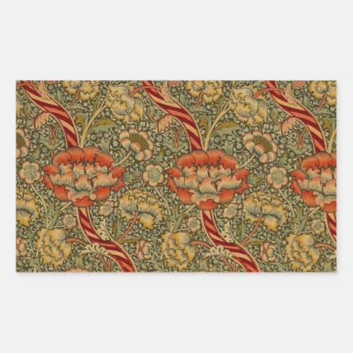 William Morris Wandle English Floral Damask Design Rectangular Sticker