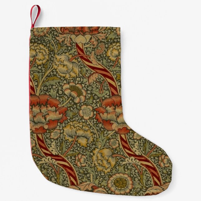 William Morris Wandle English Floral Damask Design Small Christmas Stocking (Front)