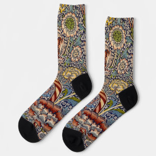 William Morris Wandle English Floral Damask Design Socks