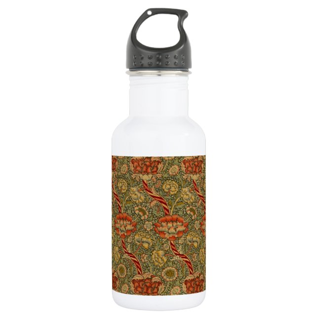 William Morris Wandle English Floral Damask Design Stainless Steel Water Bottle (Front)