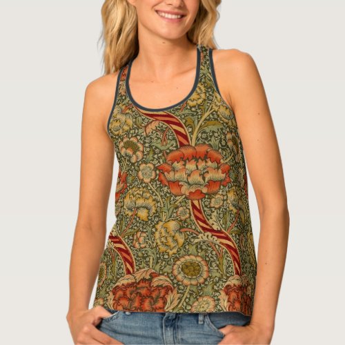 William Morris Wandle English Floral Damask Design Tank Top