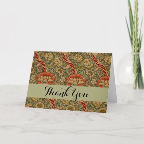 William Morris Wandle English Floral Damask Design Thank You Card