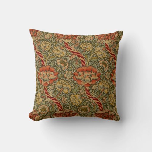 William Morris Wandle English Floral Damask Design Throw Pillow
