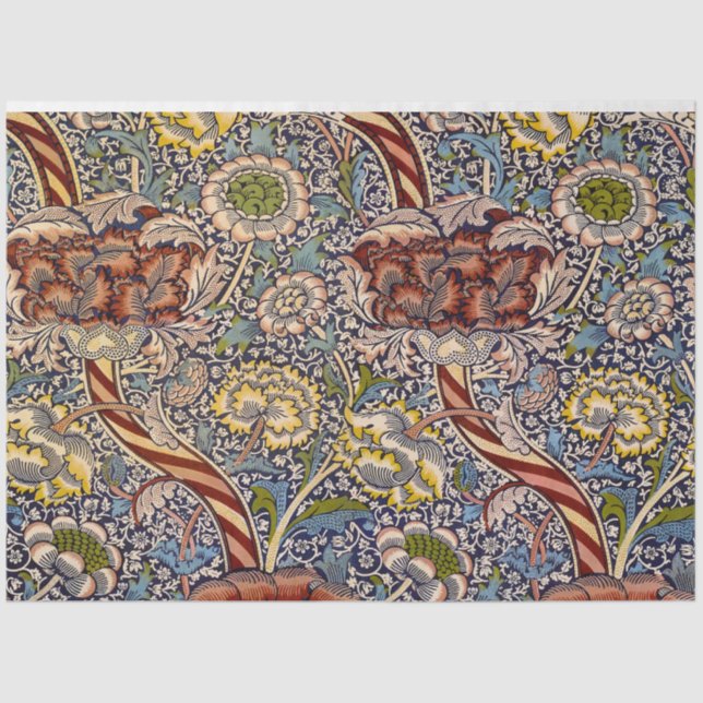 William Morris Wandle English Floral Damask Design Tissue Paper (Front)