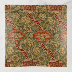 William Morris Wandle English Floral Damask Design Trinket Tray