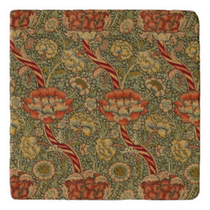 William Morris Wandle English Floral Damask Design Trivet
