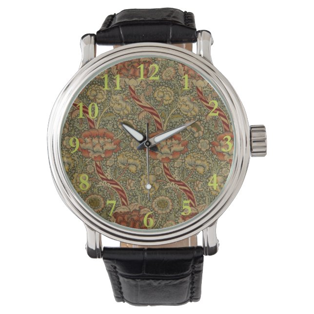 William Morris Wandle English Floral Damask Design Watch (Front)