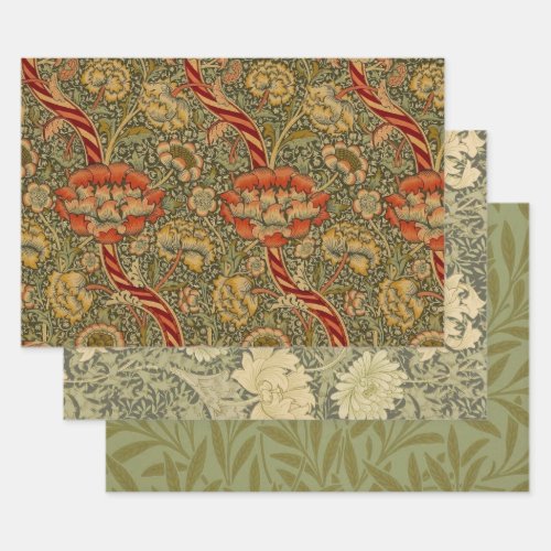 William Morris Wandle English Floral Damask Design Wrapping Paper Sheets