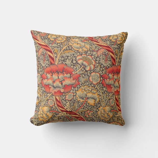 William Morris Wandle for Chintz Design Throw Pillow (Front)