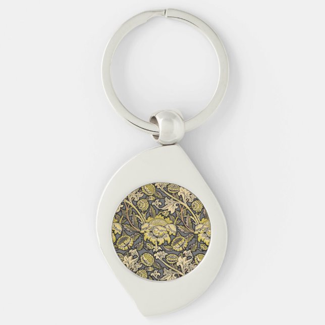 William Morris Wey Floral Arts Crafts Wallpaper Keychain (Front)