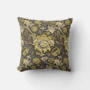 William Morris Wey Floral Arts Crafts Wallpaper Throw Pillow