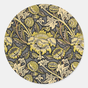 William Morris Wey Floral Wallpaper Classic Round Sticker