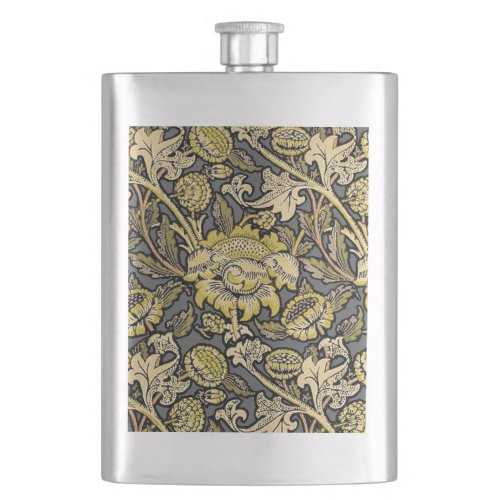 William Morris Wey Floral Wallpaper Hip Flask