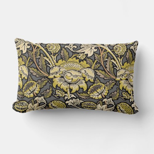 William Morris Wey Floral Wallpaper Lumbar Pillow