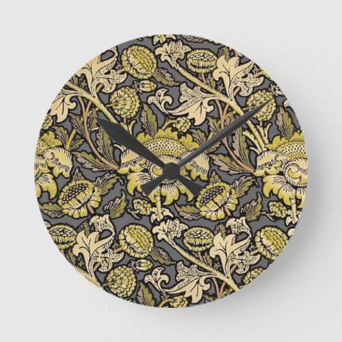William Morris Wey Floral Wallpaper Round Clock